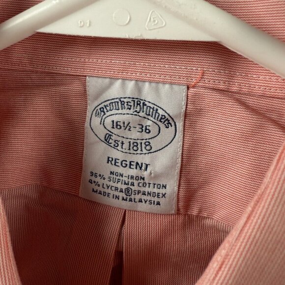 Brooks Brothers Cotton Striped Spread Pink Regent Stretch Non-Iron 16.5 36 Shirt - Picture 14 of 15